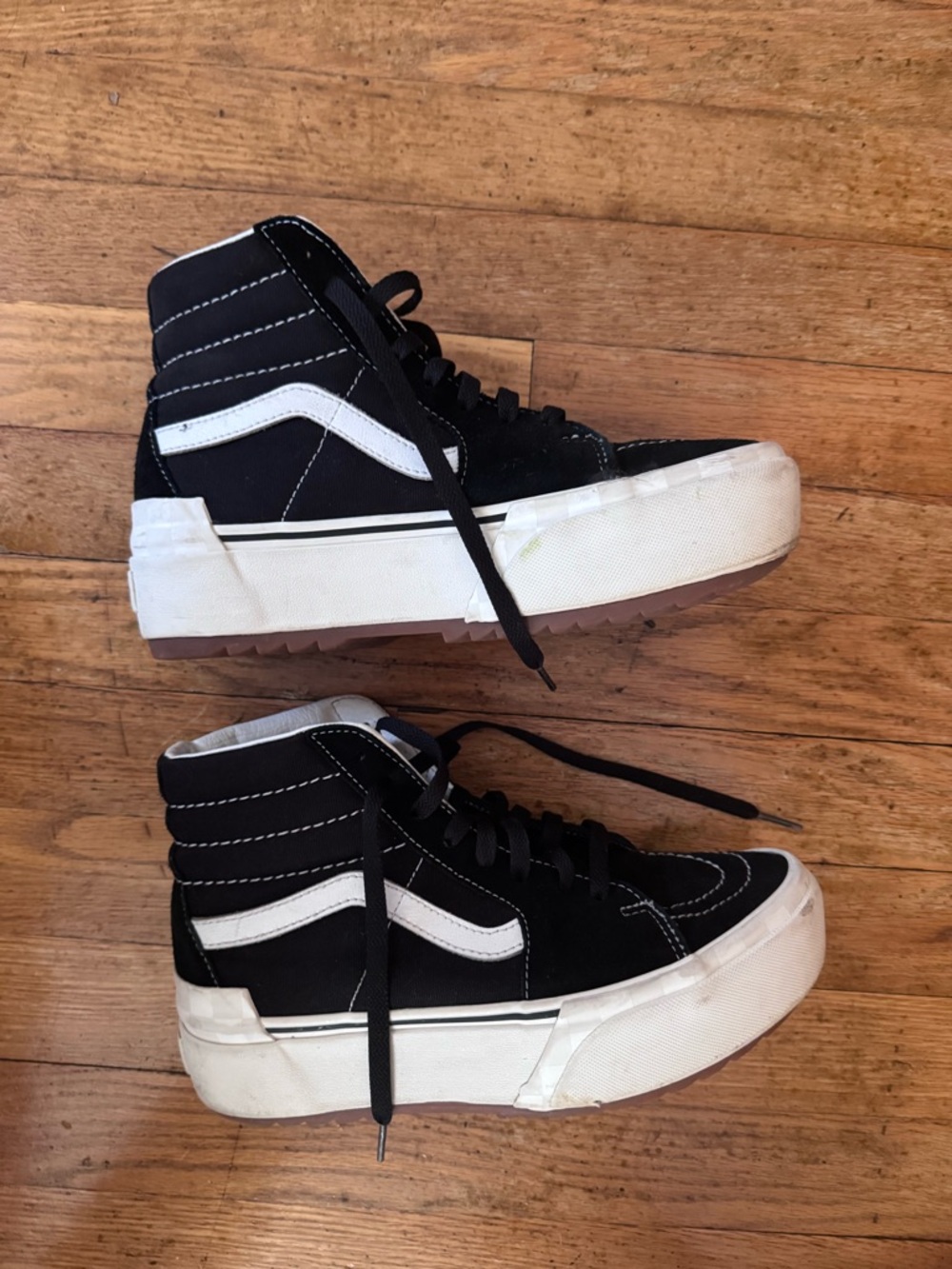 Vans White and Black Low-Top Skate Sneakers
